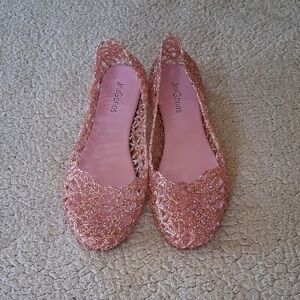Pink Glitter Flats Size 10 US